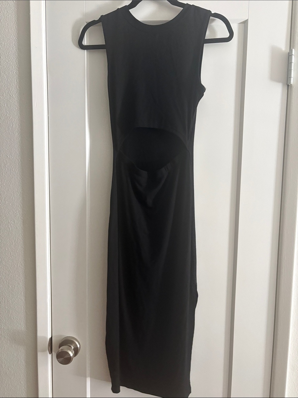 Sleeveless Black Cutout Midi Dress